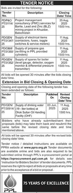 PPL Tender Notice